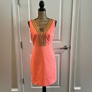 Lilly Pulitzer Shift Dress Orange and Gold
